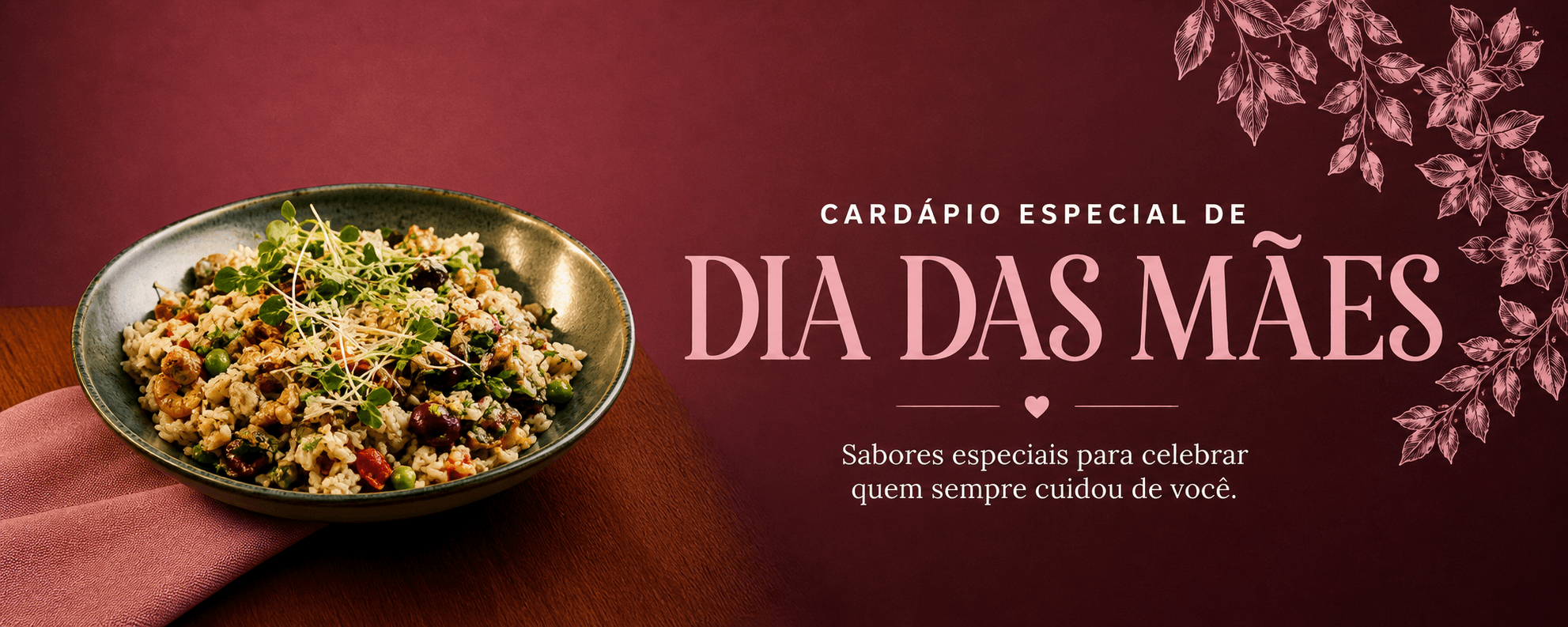 Banner do Cardápio Especial de Dia das Mães